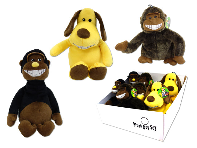 10In Smiling Dog.Monkey &  Gorilla Plush Assortment English Only.