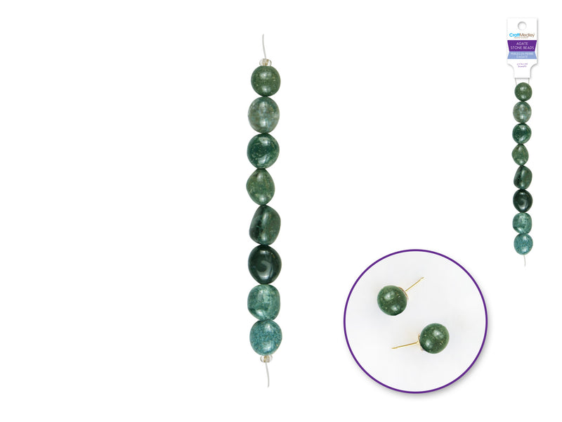 Agate Stone Beads Deep Emerald