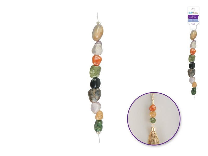 Agate Stone Beads: 5" Stranded F) Multimix