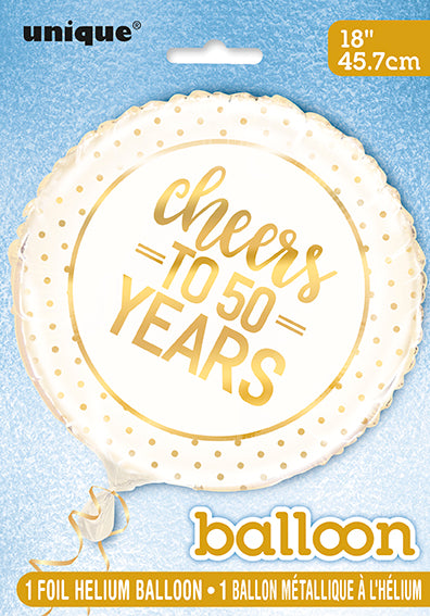 1  18" Gold Cheers To 50 Years Foil Balloon - Pkg