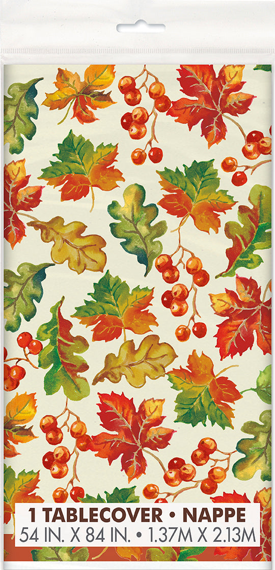 Berries And Leaves Fall Rectangular Plastic Table Cover