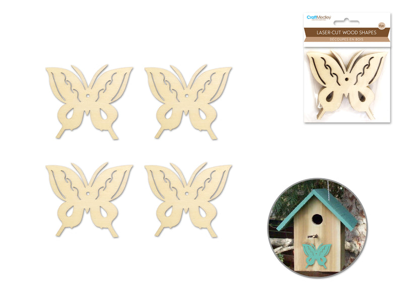 Wood Craft Laser Cut Ornate Butterfly Wood Shapes