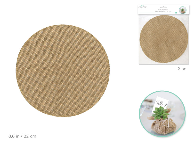 A Brides Wish: 22Cm Burlap Circles X2 A) Natural