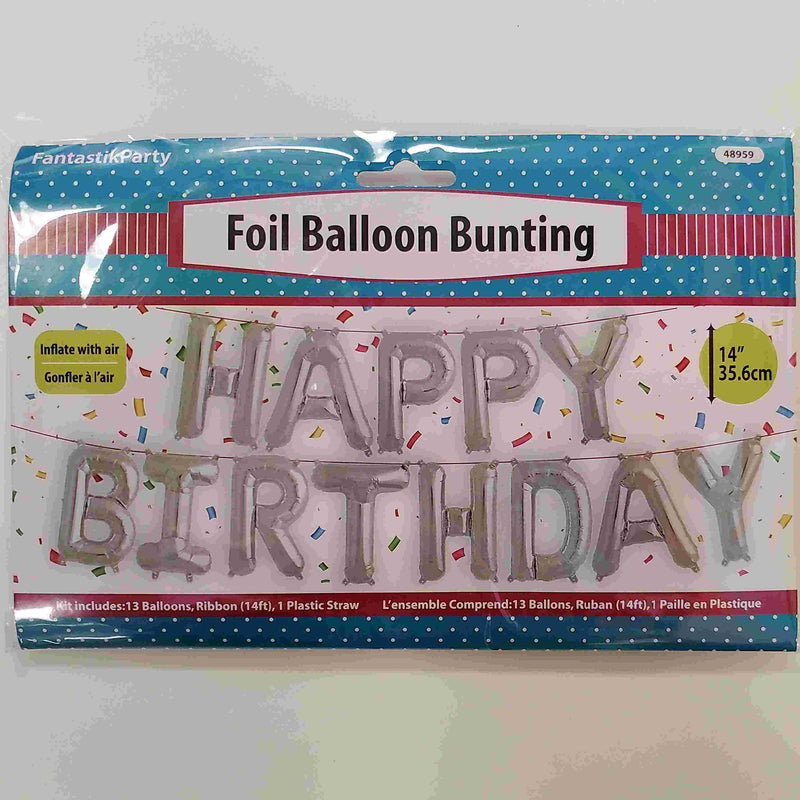 Silver Happy Birthday Foil Balloons