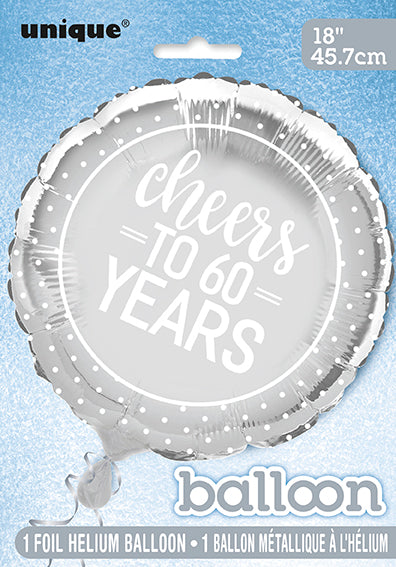 Silver Cheers To 60 Years Foil Balloon
