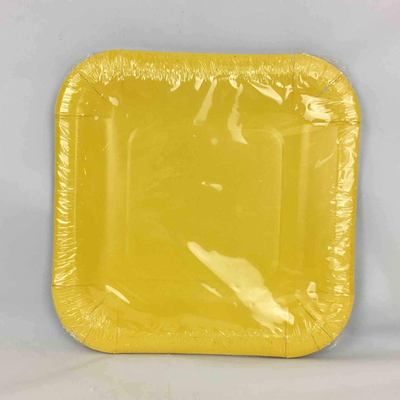 Yellow Solid Square Plates Small