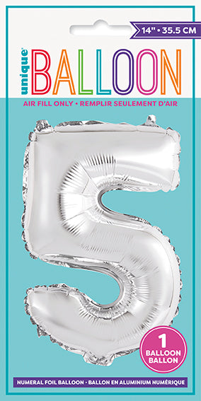 Silver Foil Balloon Number 5