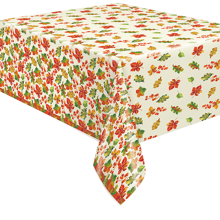 Berries And Leaves Fall Rectangular Plastic Table Cover