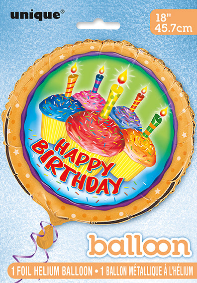 18" Packaged Cupcake Birthday Foil Balloon