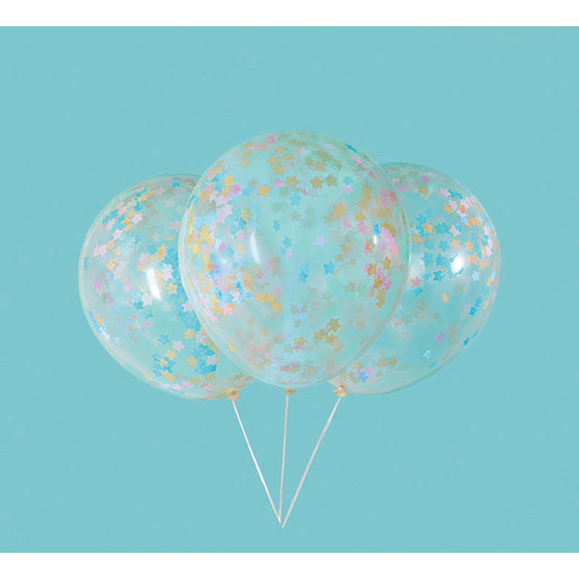 Clear Balloons With Star Confetti