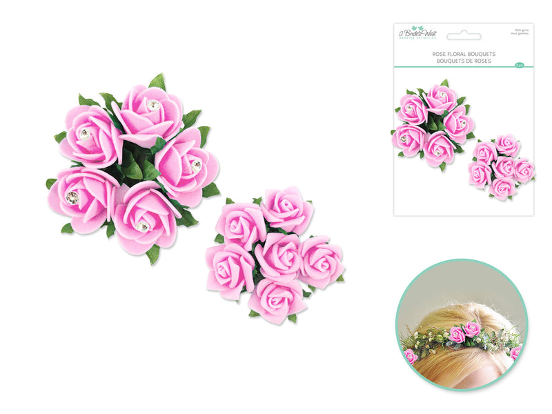 A Brides Wish: Foam Rose Floral Bouquets Wgem  2Pk C) Soft Pink