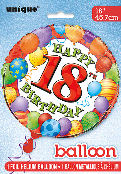 18" Pkd 18Th B-Day Foil Balloon