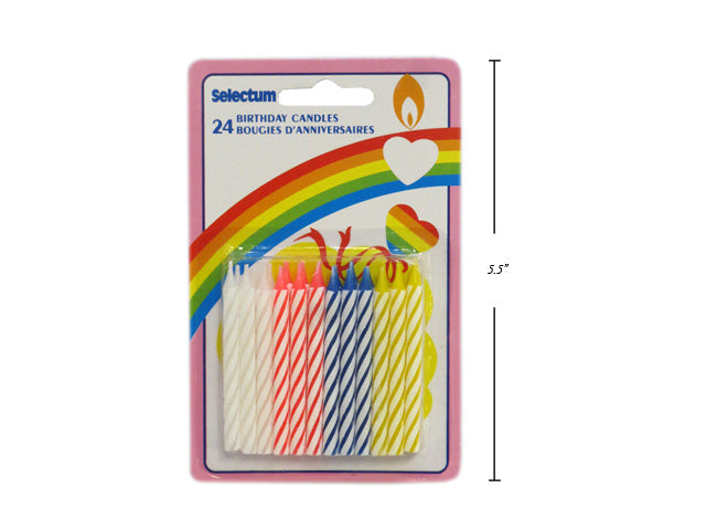 Striped Birthday Candles 24 Pack