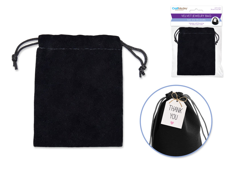 Beadingjewelry Essential: 4"X5" Velvet Jewelry Bag A) Black