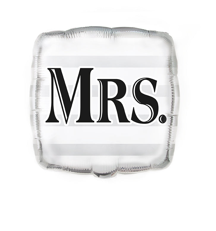 Silver Mrs Wedding Square Foil Balloon