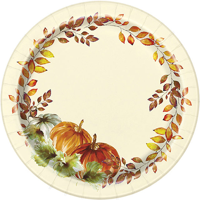 Watercolor Fall Pumpkins Plates Small