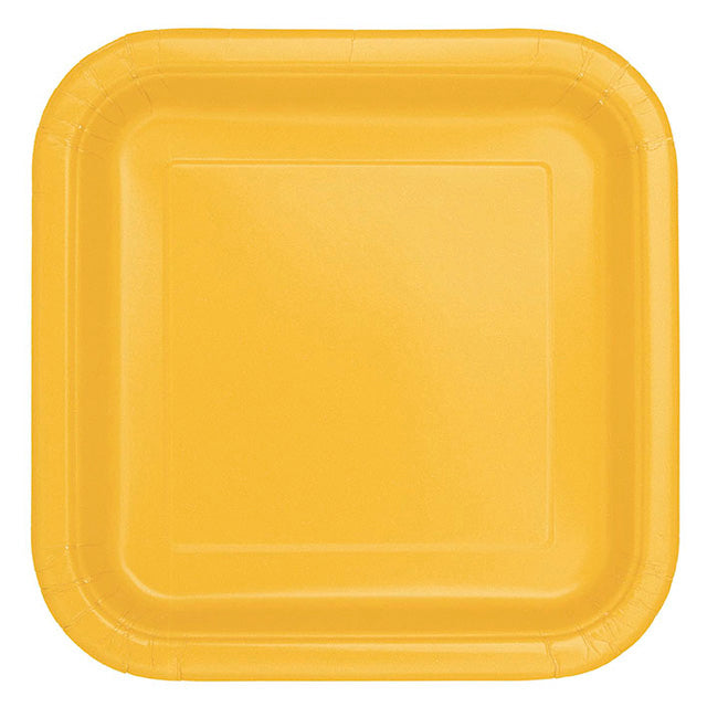 Snowflake Yellow Square Plates Large