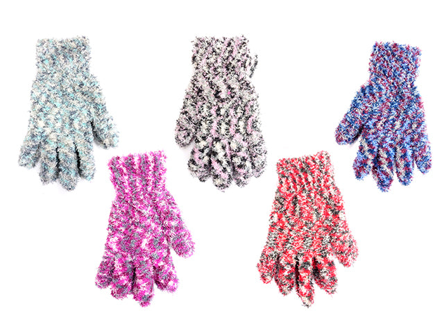 Adult 4-Colour Mixed Cozy Gloves. One Size. 4-5 Asst Mixed. J-Hook w/H