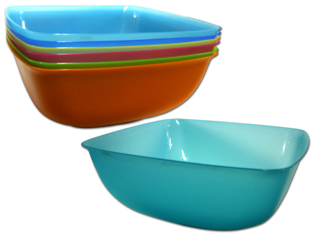 13.75in Rectangular Plastic Salad/Serving Bowl,  13.75in x 13.75in x 5-3/8in,  6 Asst. Neon Cols, Bulk
