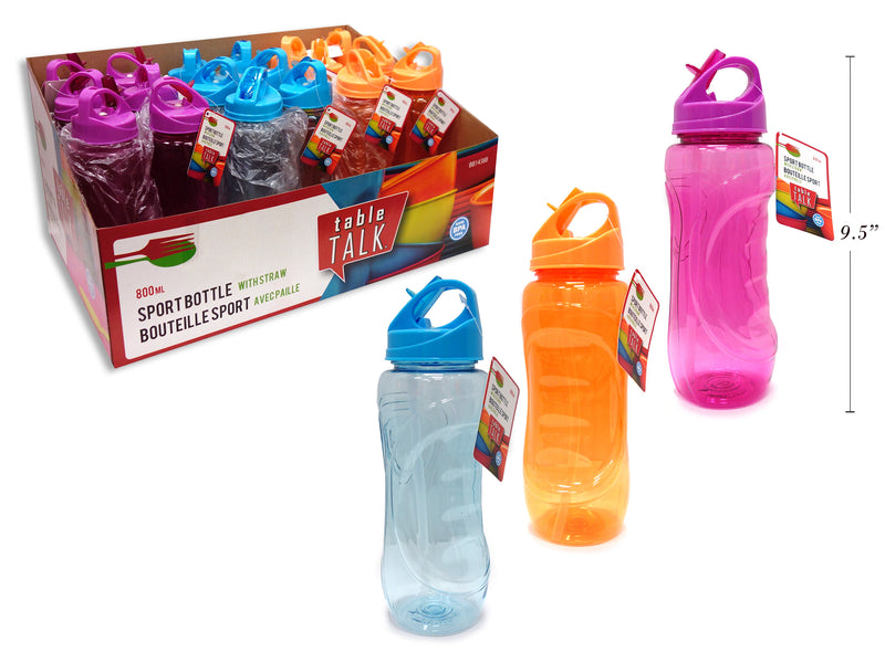 Transparent Sport Bottle Sipper With Straw