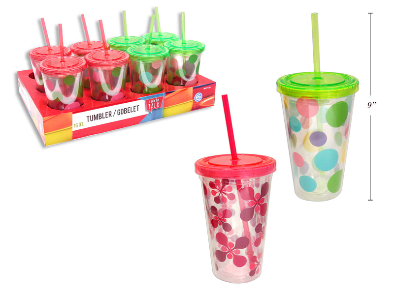 16Oz Spring Printed Double Wall Tumbler In Dsp. 2 Asst.Styles.