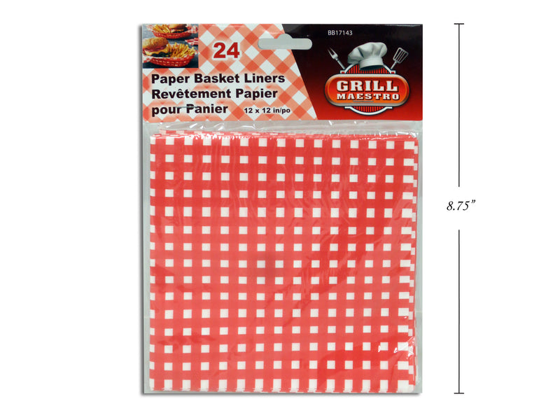 12Ct 12In X 12In Gingham Paper Basket Liners. Pbh