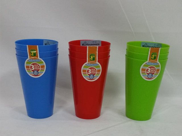 3pk 16oz Tumbler. 4-7/8in(H) x 3-1/4in(D) 3 Cols: Green/Blue/Pink. Col.Label