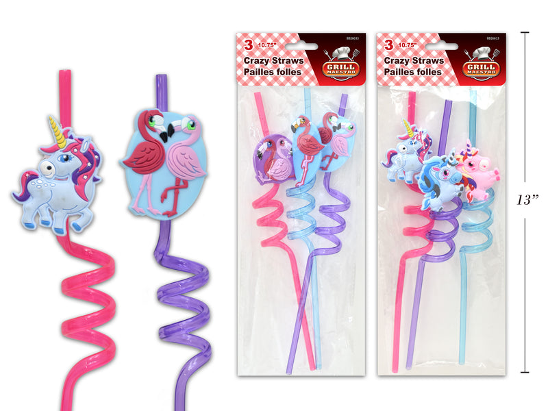Silicone Tip Crazy Straws 3 Pack
