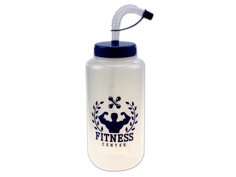 1L Sports Water Bottle with Straw. 7-5/8in(H) x 3-3/8in(D)