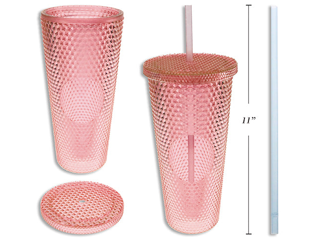 Diamond Tumbler With Straw And Lid