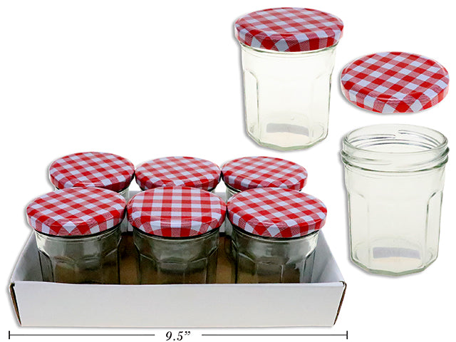 Glass Mason Jar With Gingham Metal Lid Small