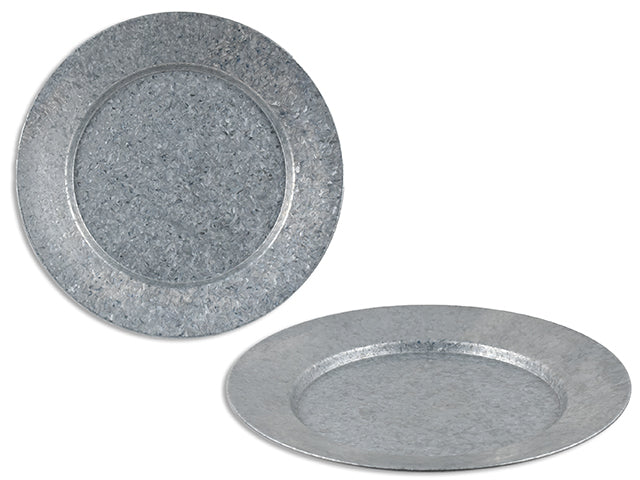 12.75in Round Galvanized Metal Charger Plate.