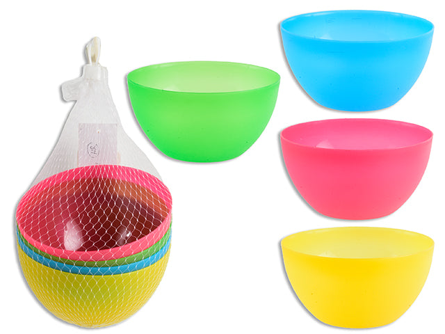 4Pk 6In(D) X 3In(H) Neon Bowls In Mesh Bag. 4 Asst. Colours. Cht.