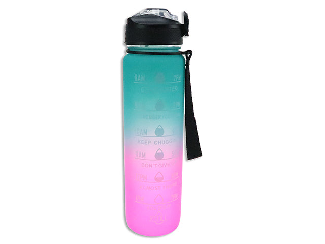 32Oz Flip Top Sipper Gradient Colour Water Bottle W/Carrying Strap. Cht.