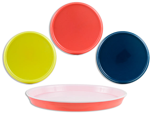 9-7/8in(D) Round Plastic Dinner Plate. 3 Asst.Colours.