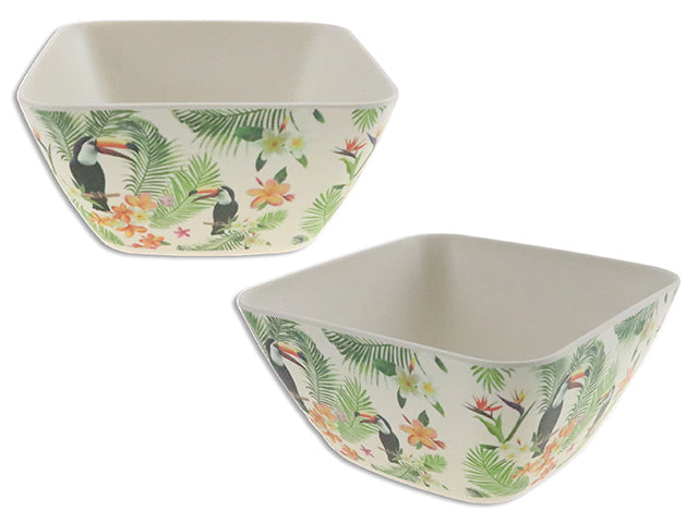 5.5In(L) Bamboo Fiber Toucan Square Salad Bowl. 2.76In(H).