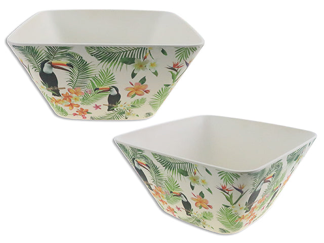 9.57In(L) Bamboo Fiber Toucan Square Serving Bowl. 4.65In(H).