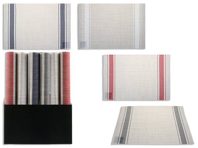 Set/4 17.72In X 11.81In Outdoor Contemporary Placemat. 4 Asst.Cols. Col. Sleeve. 36 Sets/Dsp.