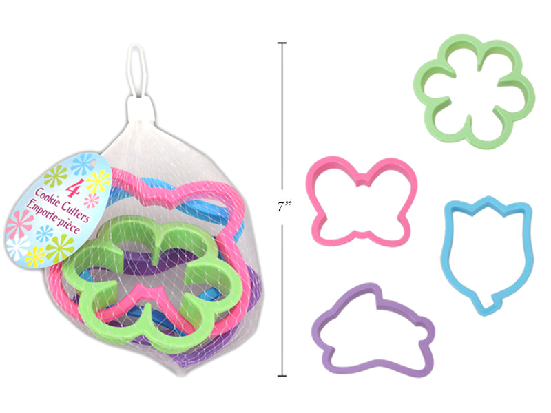 Set-6 Spring Cookie Cutters In Mesh Bag W-Hangtag. Styles: Bunny-Daisy-Tulip-Butterfly-Egg.