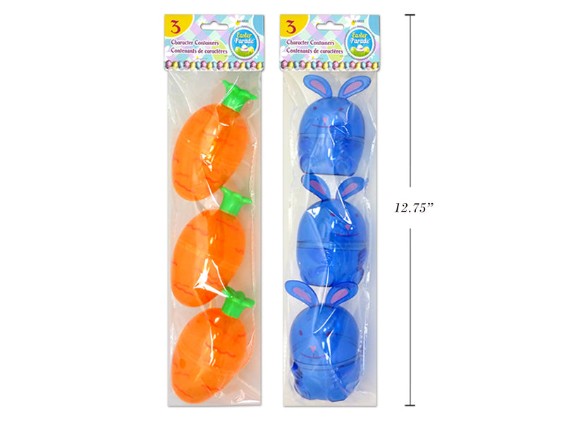 3Pk 4In Easter Character Containers. 2 Asst.Styles: Bunny-Carrot. Pbh