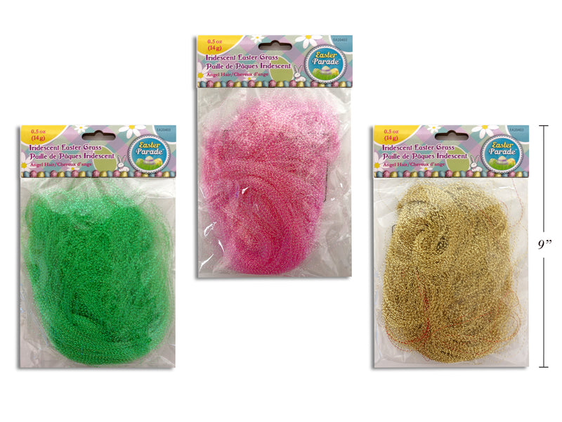 0.5Oz Iridescent Micro Bead Angel Hair Easter Grass. 3 Asst.Colours. Pbh.