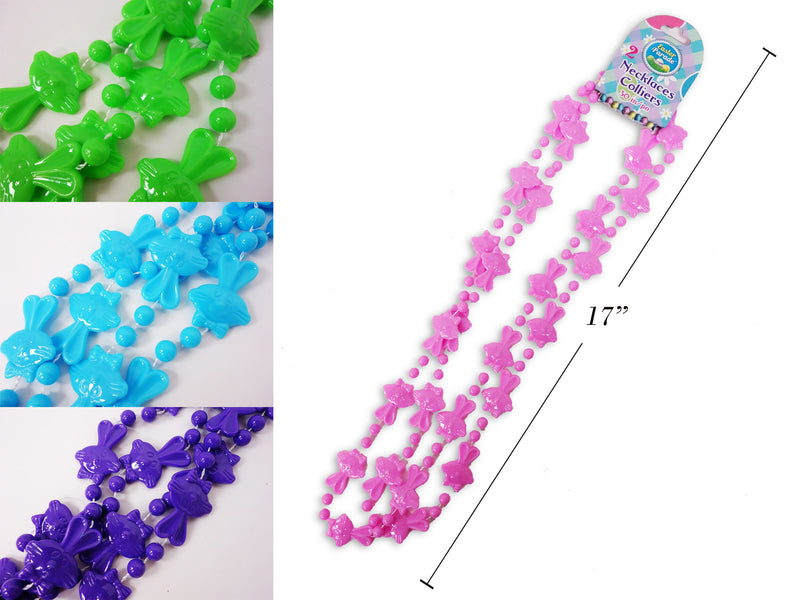 2Pk 30In Easter Bunny Beaded Necklace. 4 Cols: Green - Blue - Purple - Pink. H-C.