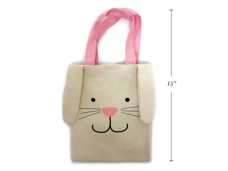 9.75In X 8In Bunny Face Canvas Tote Bag. 15-1-8In W-Handle. Hangtag.