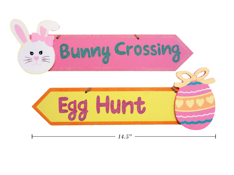 14.25In Easter Mdf Character Arrow Sign. 2 Asst.Styles. Hangtag.