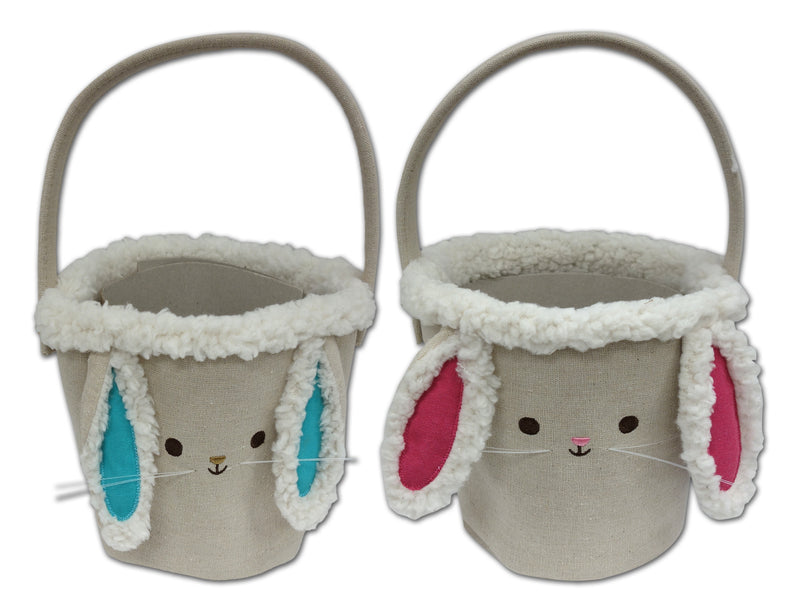 12In Wool Lined Canvas Bunny Ear Easter Basket. 2 Asst. Ears.