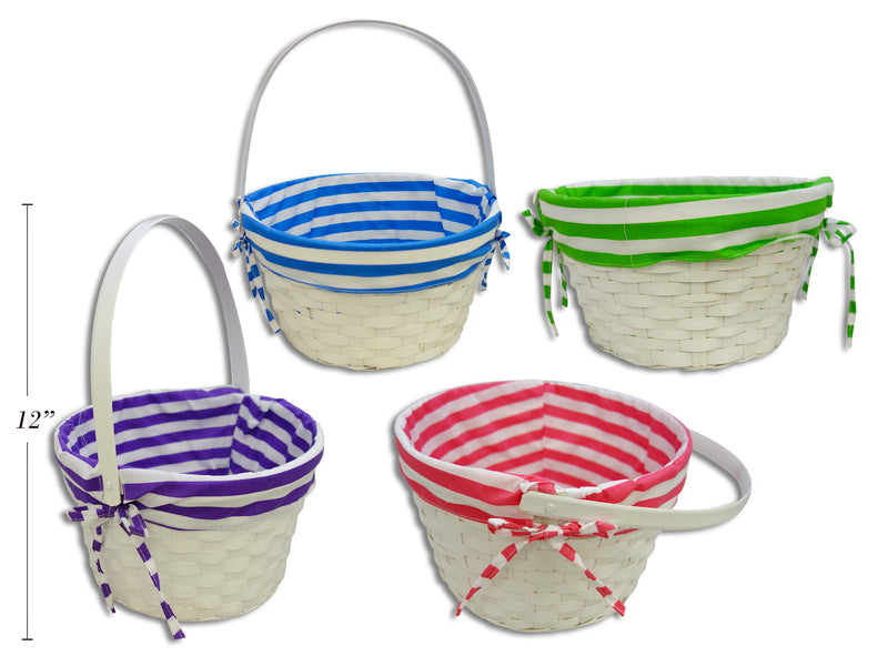 White Bamboo Lined Bamboo Basket