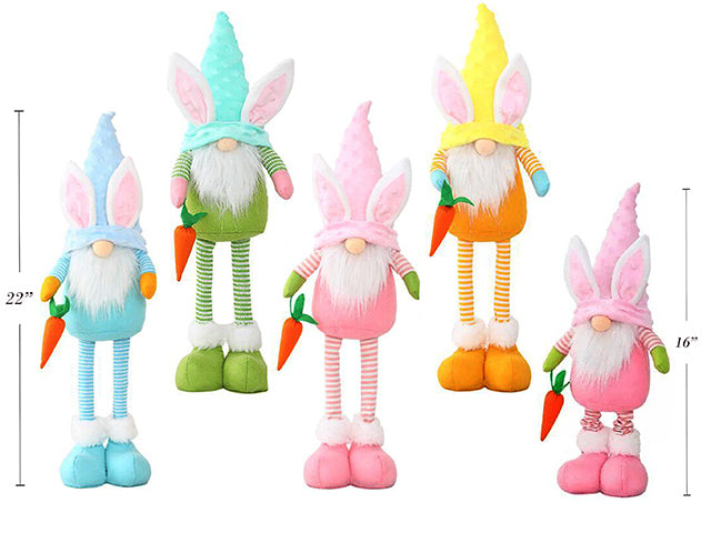 Easter Plush Standing Gnome Holding Carrot With Retractable Legs