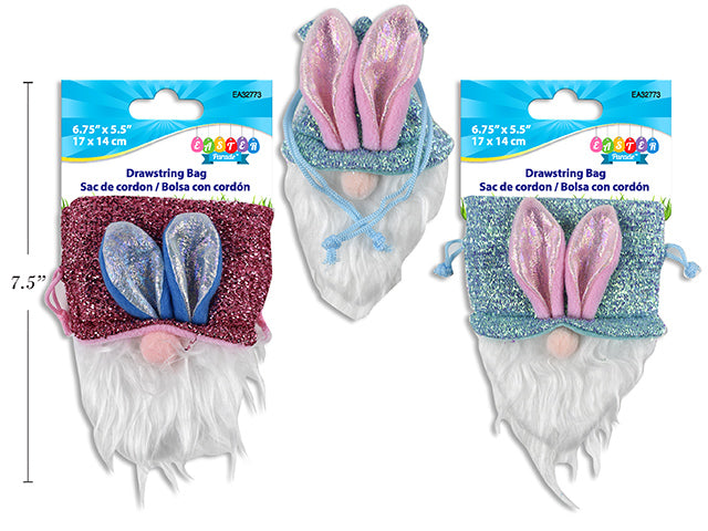 Easter Iridescent Bunny Ears Gnome Drawstring Bag