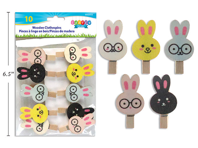 Easter Die Cut Wooden Printed Bunny Clothespins