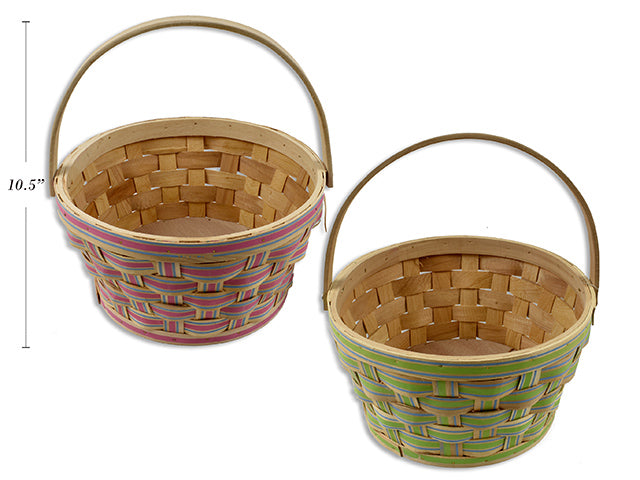 Easter Wooden 2 Tone Printed Easter Basket